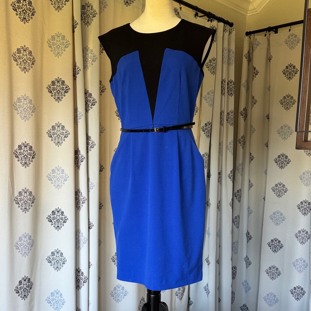 Calvin Klein Black and Blue Pencil Dress
